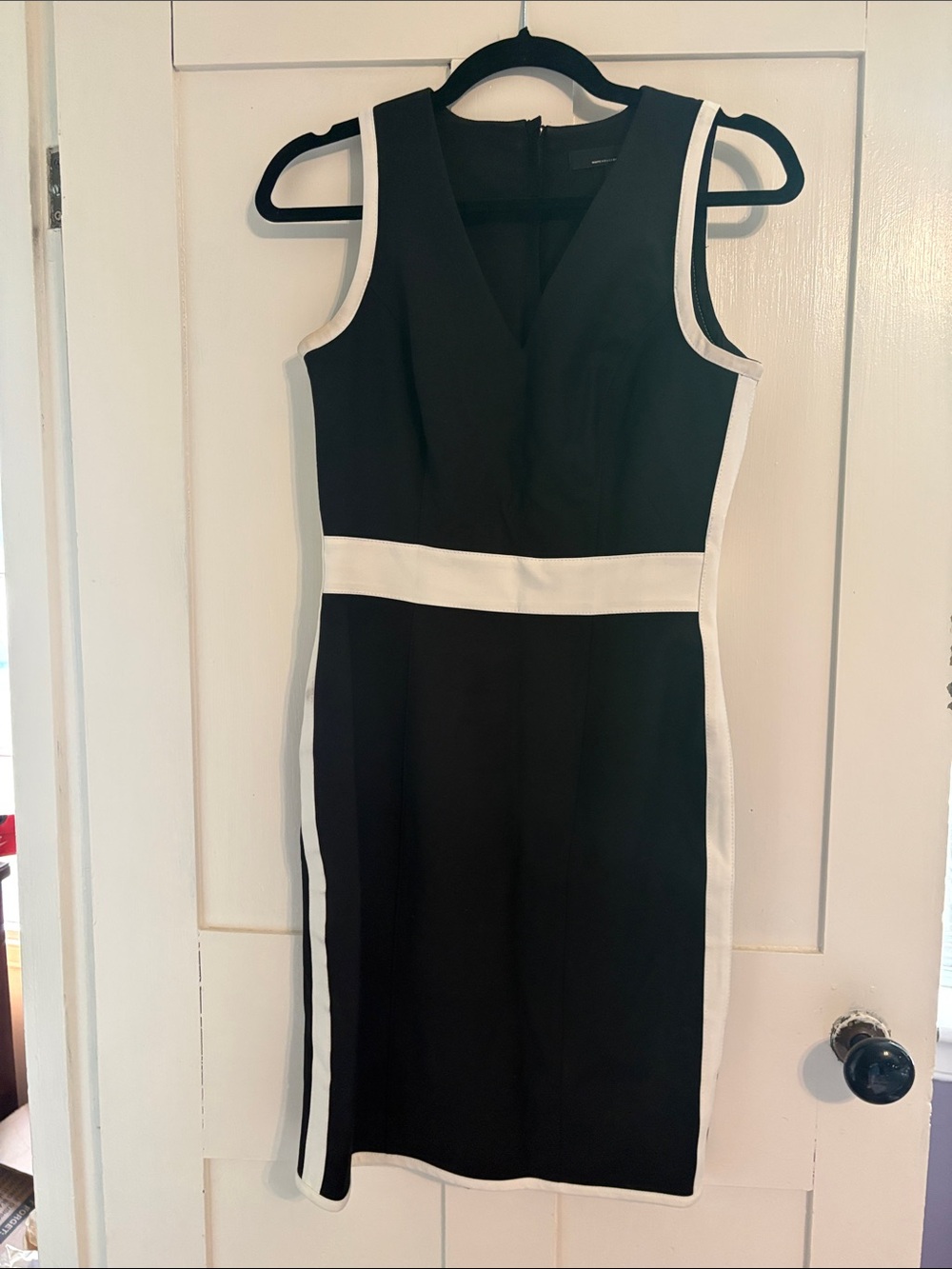 White House Black Market Black Dress with White Contrast Trim